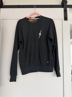 Aviator Nation Black  Lightning Bolt Crew Neck Sweatshirt